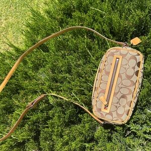 Coach Signature Brown and Tan Crossbody Bag